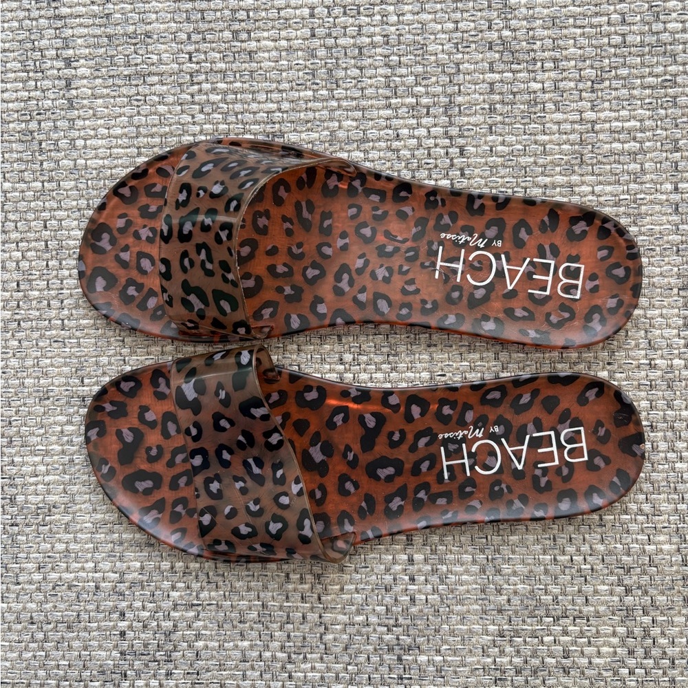 BEACH By Matisse NEW Sol Tan Leopard Slide On Jelly Sandal Size 8 - Picture 7 of 7